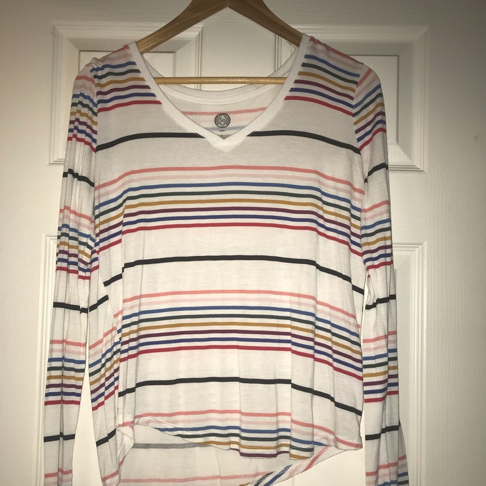 Multicolor striped long-sleeve tee